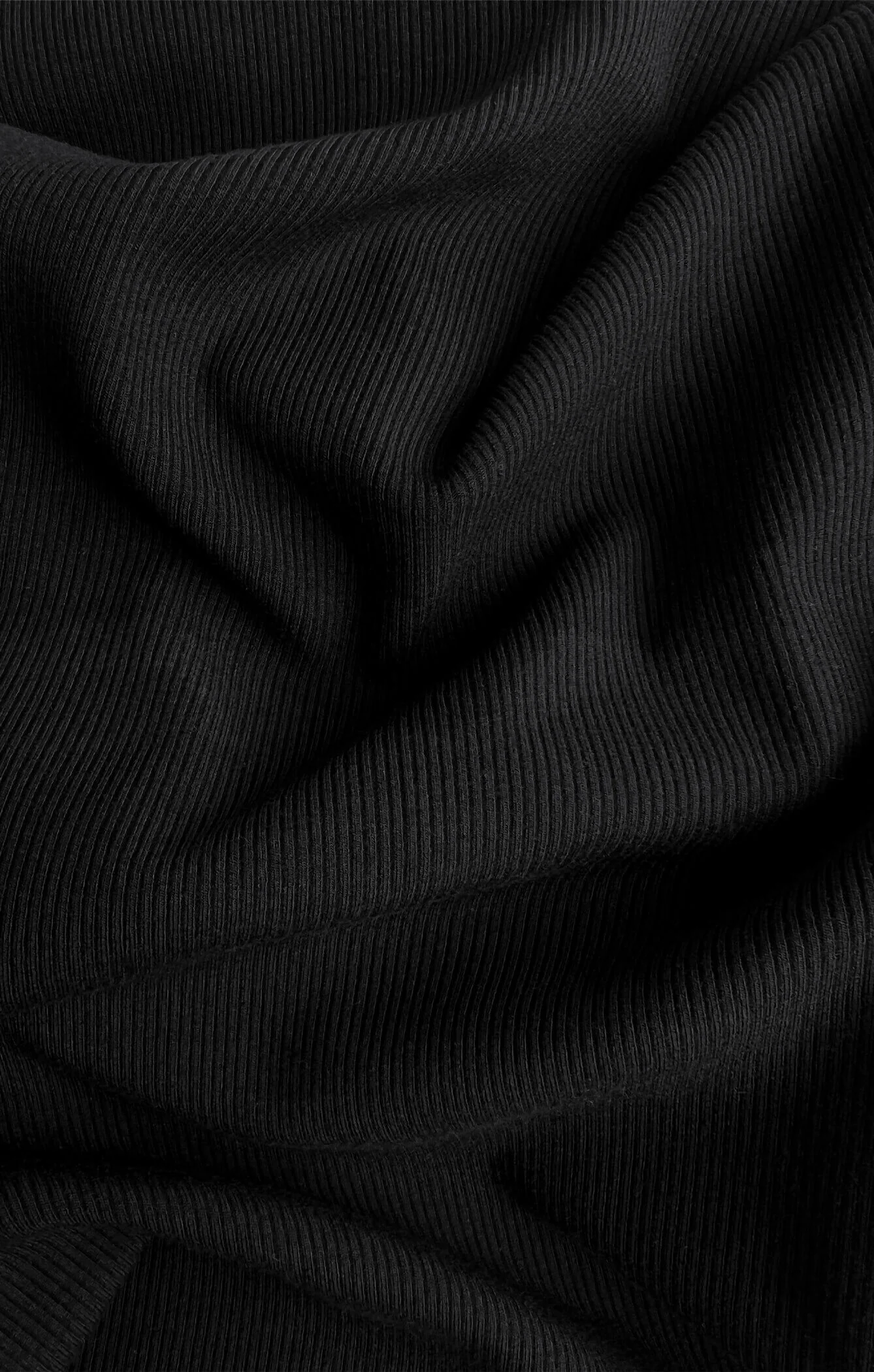 THE LUXE RIB HIGH NECK MINI DRESS - BLACK - Image 6
