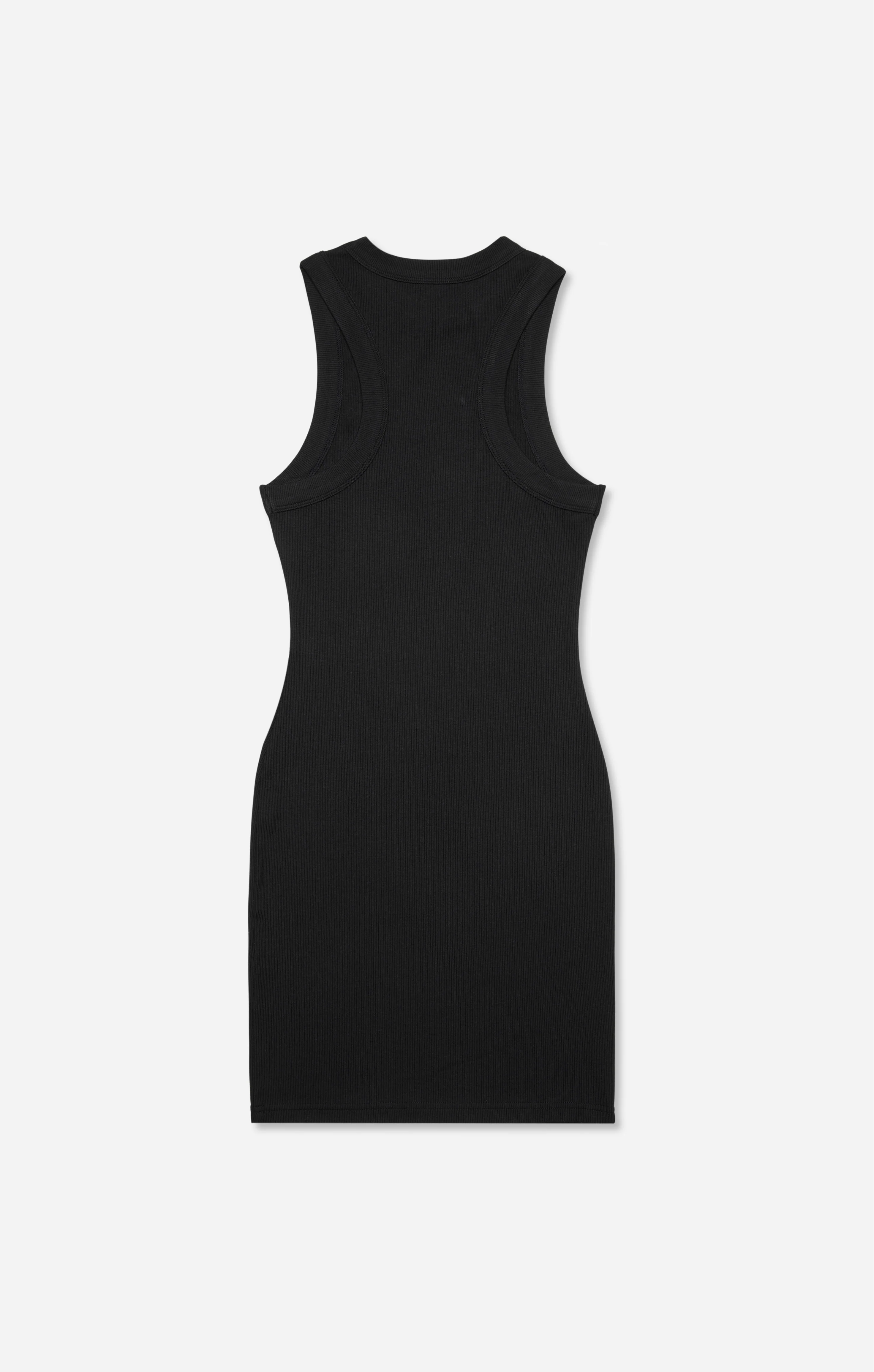THE LUXE RIB HIGH NECK MINI DRESS - BLACK - Image 8