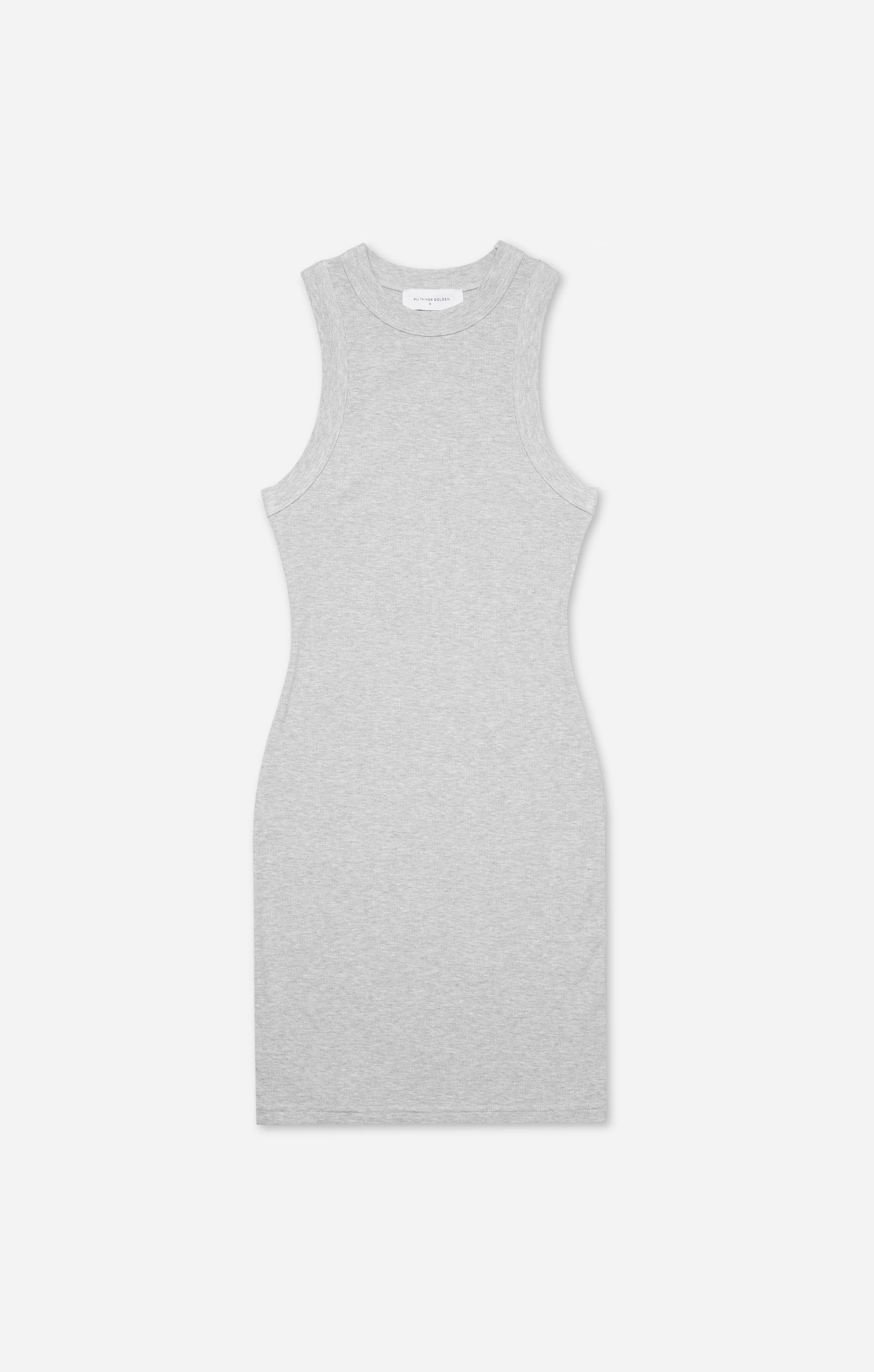 THE LUXE RIB HIGH NECK MINI DRESS - MID GREY - Image 9